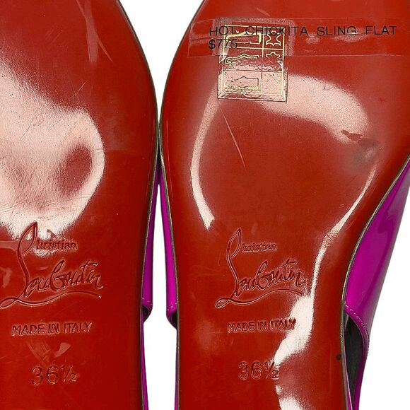 Christian Louboutin Hot Chickita Slingback Flats Fuchsia Pink Leather 36.5 - Picture 10 of 10